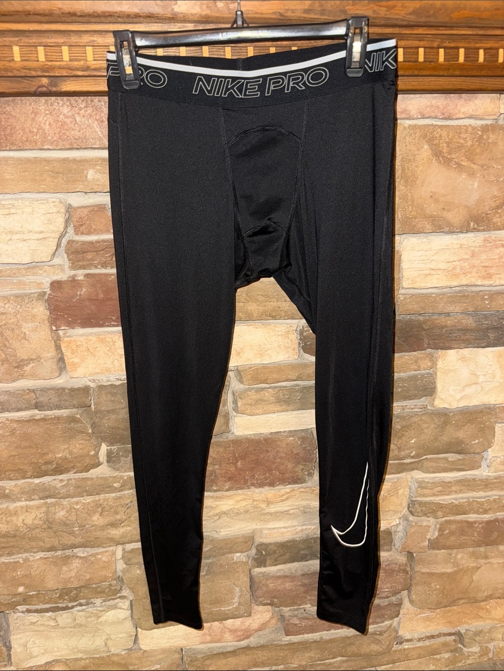 Nike Black Compression Leggings with White Swoosh